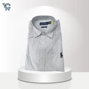 micro checks shirt sky blue